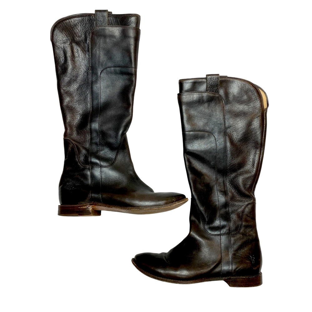 Frye Paige Riding Boots Womens 8B Dark Brown Tall Equestrian Leather